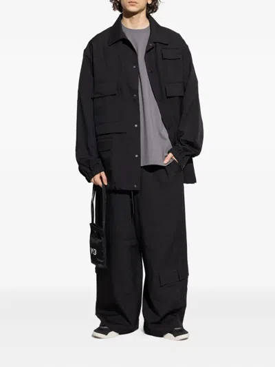 Y-3 Multi-pocket Button-fastening Jacket In Black