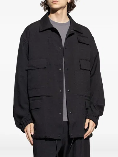 Y-3 Multi-pocket Button-fastening Jacket In Black