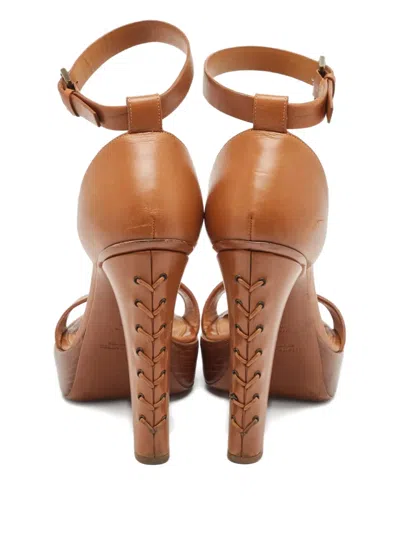 Pre-owned Polo Ralph Lauren Vintage  110mm Leather Platform Sandals