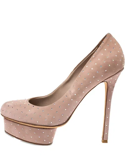 Pre-owned Le Silla  Crystal-embellished Platform Pumps In Brown