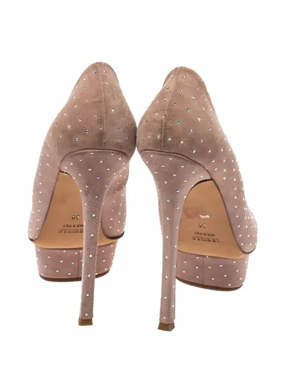 Pre-owned Le Silla  Crystal-embellished Platform Pumps In Brown