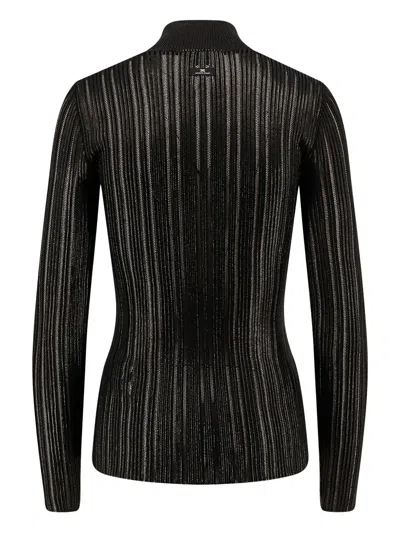 Elisabetta Franchi Metallic Fabric Turtleneck Sweater In Black