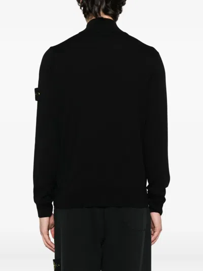 Stone Island Half-zip Wool Sweater In Black