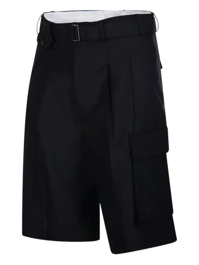 Dunst Belted Multipocket Bermuda Shorts In Black