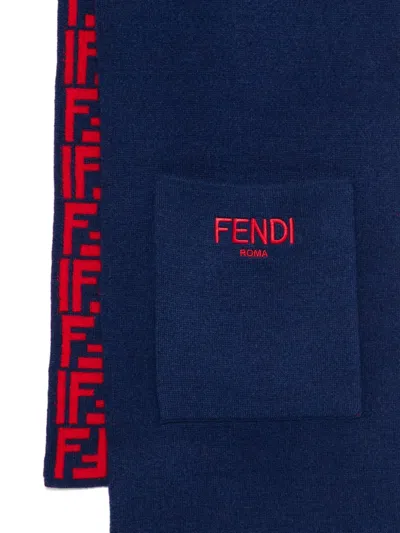 Fendi Ff Logo Scarf In Blue