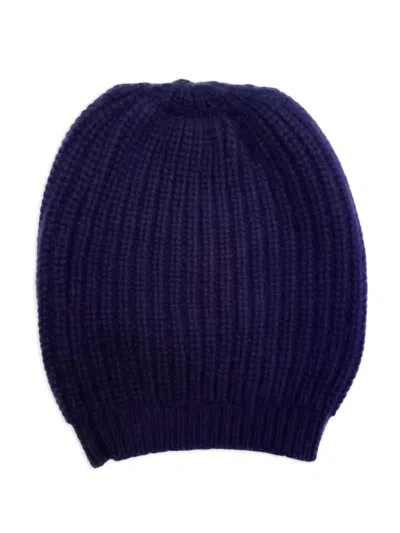 La Rose Navy Blue Classic Beanie Hat In Blue