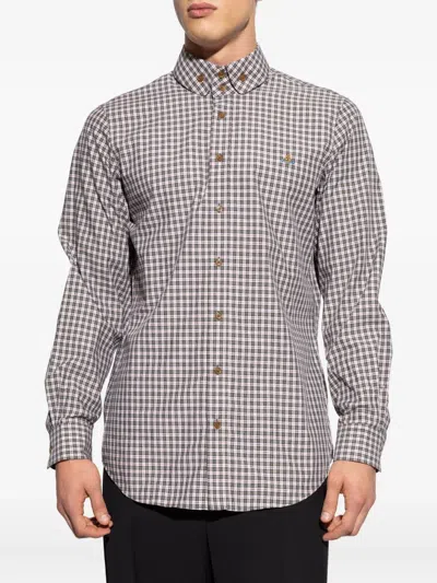 Vivienne Westwood Checked Embroidered-orb Shirt In Multi