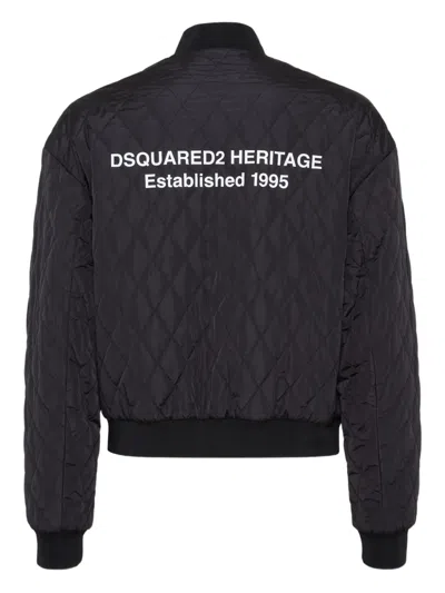 Dsquared2 Diamond-quilted Bomber Jacket In Black