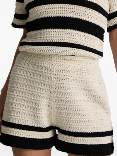 St John Pointelle Stripe-detail Shorts In Gray