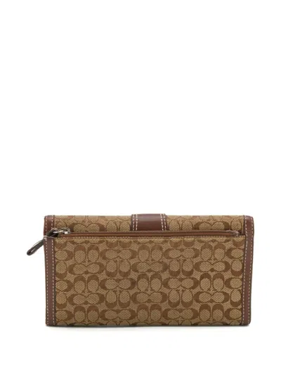 Pre-owned Coach Vintage  Buckled Canvas Wallet In Brown
