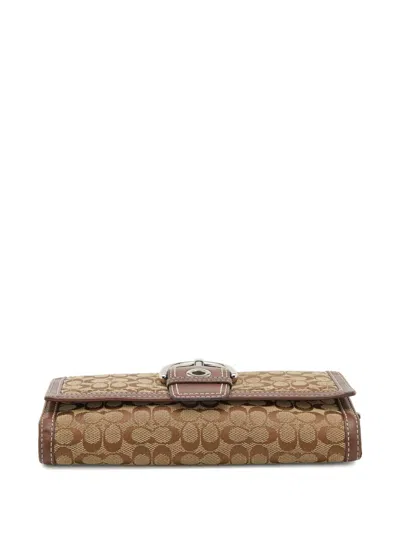 Pre-owned Coach Vintage  Buckled Canvas Wallet In Brown