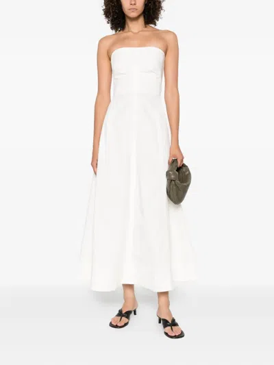 St Agni Strapless Midi Dress In White