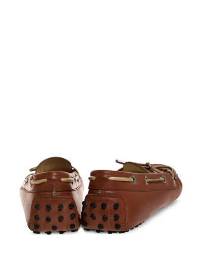 Pre-owned Tod's Vintage Bow Leather Loafers In Brown