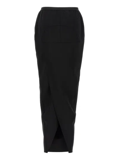 Rick Owens Womens Black Soft Pillar Stretch-wool Blend Maxi Skirt In Black