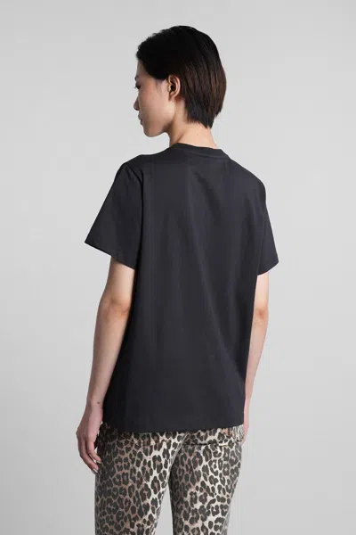 Ganni Crew-neck Cotton T-shirt With Banana Print In Black