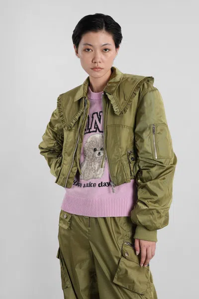 Ganni Bomber Jacket In Green