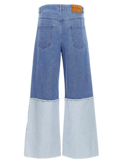 Marni Wide Leg Blue Jeans With High Turn-up