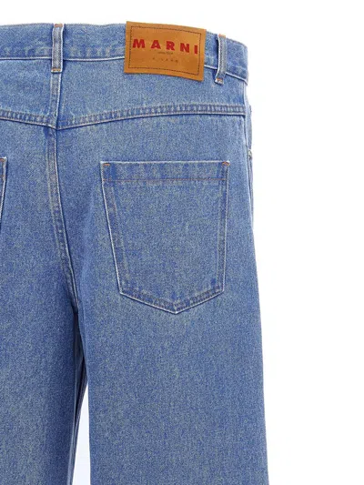 Marni Wide Leg Blue Jeans With High Turn-up