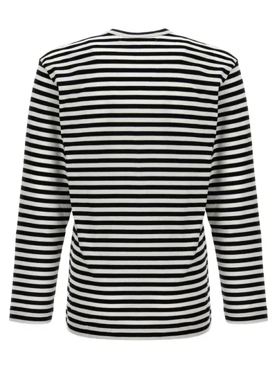 Comme Des Garçons Play Heart-patch Striped Cotton T-shirt