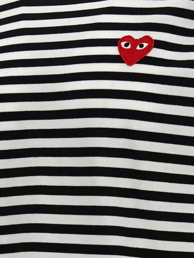 Comme Des Garçons Play Heart-patch Striped Cotton T-shirt