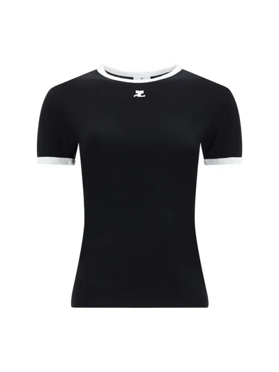 Courrèges Courreges Women Signature Contrast T-shirt In Black