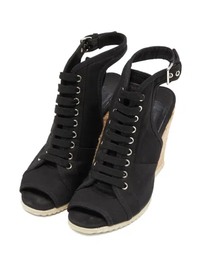 Pre-owned Prada 2023 110mm Lace Wedged Sandals