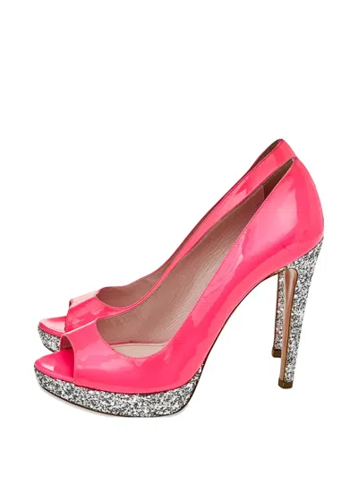 Pre-owned Miu Miu 125mm Patent Leather Glitter Pumps