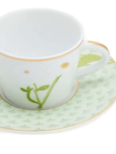 Bernardaud Praiana Espresso Cup And Saucer (set Of Two) In White