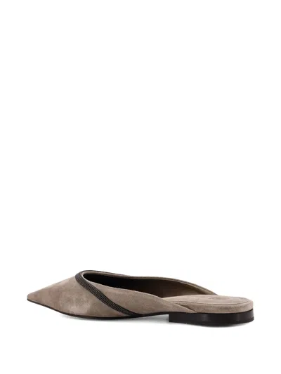 Brunello Cucinelli Chain-embellished Pointed-toe Flats