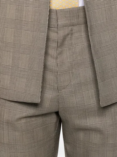 Hugo Boss Double-breasted Checked Suit In Brown
