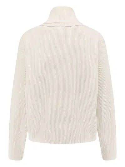 Brunello Cucinelli Roll-neck Ribbed Sweater In Neutral