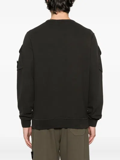 Stone Island Men Grey Cotton Crewneck Sweatshirt In Brown