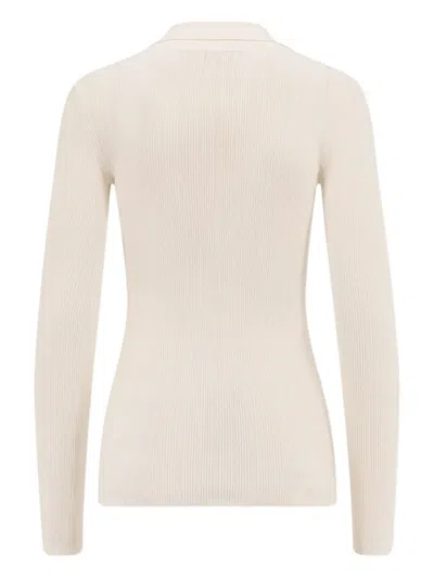 Elisabetta Franchi Polo-neck Chain-detail Top In Neutral