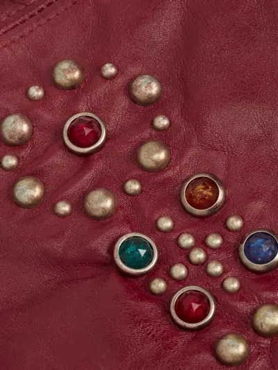 Rrl Stud-embellished Leather Biker Jacket In Burgundy
