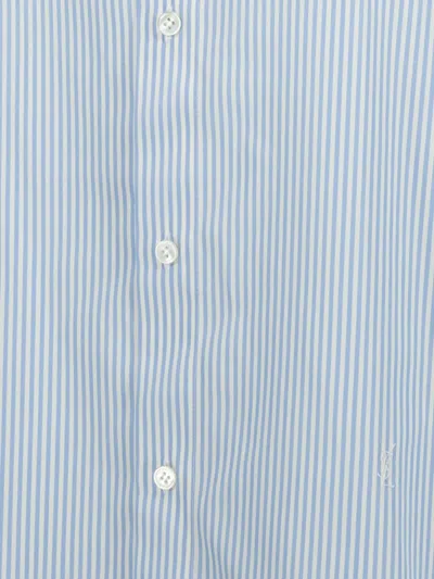 Saint Laurent Cassandre Shirt With Striped Pattern In Blue