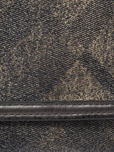Pre-owned Burberry Leather Check Canvas Wallet In Gray