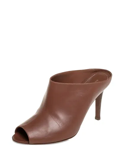 Pre-owned Sergio Rossi Vintage  Leather Peep-toe Mules
