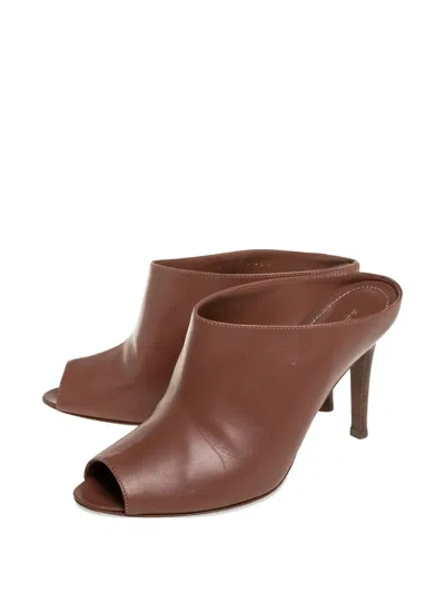 Pre-owned Sergio Rossi Vintage  Leather Peep-toe Mules