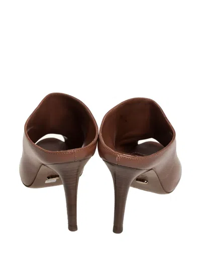 Pre-owned Sergio Rossi Vintage  Leather Peep-toe Mules
