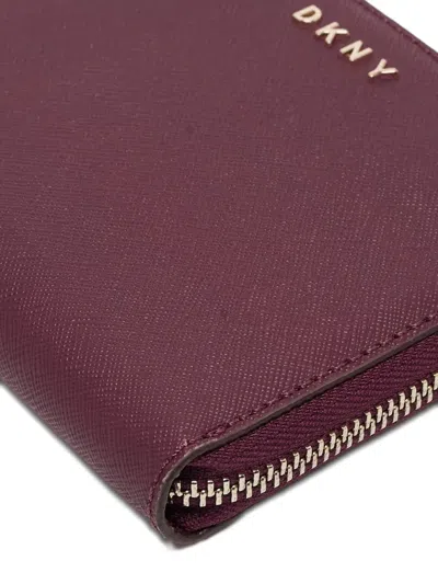 Pre-owned Dkny Vintage  Leather Zip Wallet In Red