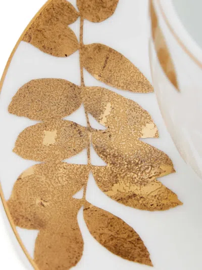 Bernardaud Leaf-print Cup Saucer (set Of Two) In White