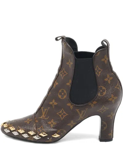 Pre-owned Louis Vuitton Monogram-canvas Studded Boots