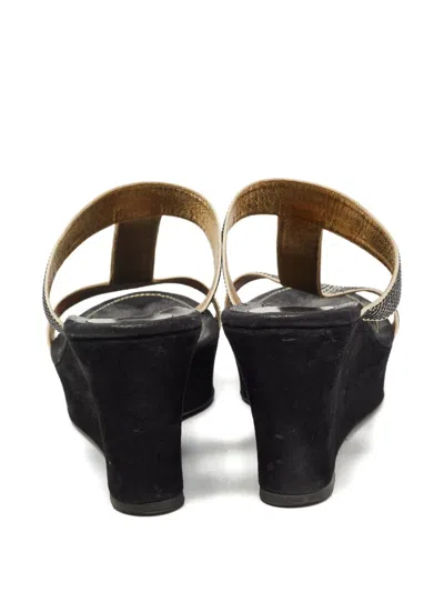 Pre-owned René Caovilla 2024 85mm Crystal-embellished Mules In Gold