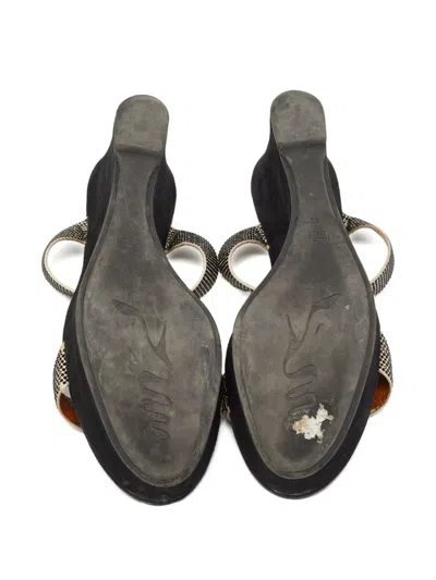 Pre-owned René Caovilla 2024 85mm Crystal-embellished Mules In Gold