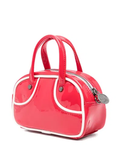 Puma 1976 Micro 1l Grip Patent-leather Top-handle Bag In Red