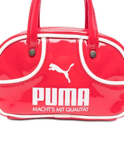 Puma 1976 Micro 1l Grip Patent-leather Top-handle Bag In Red