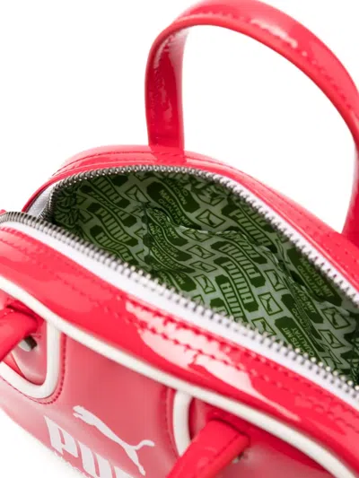 Puma 1976 Micro 1l Grip Patent-leather Top-handle Bag In Red