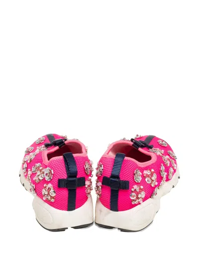 Pre-owned Dior Mesh Embellished Sneakers In Pink