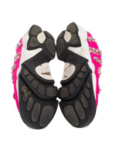 Pre-owned Dior Mesh Embellished Sneakers In Pink