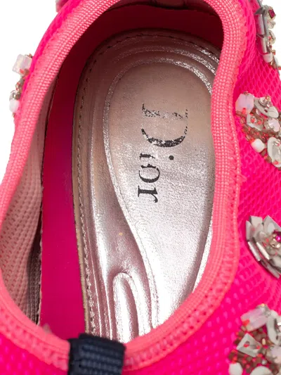 Pre-owned Dior Mesh Embellished Sneakers In Pink